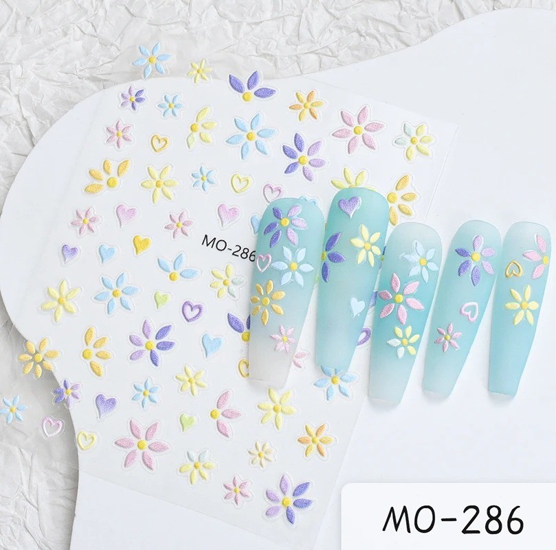 5D Embossed Floral Nail Art Stickers — Decals for Manicure Decoration