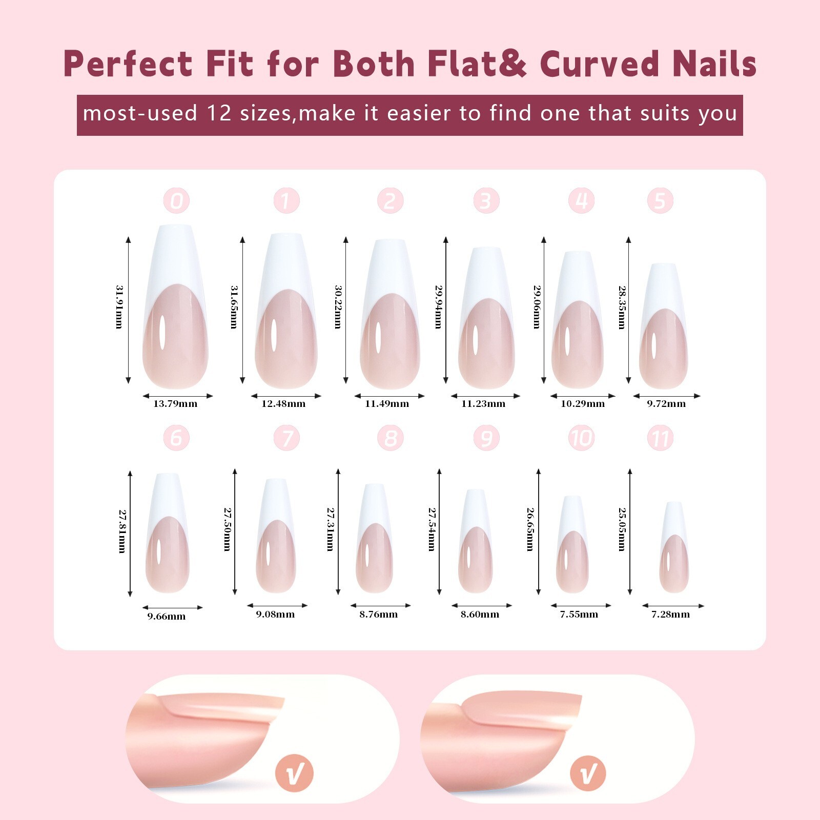 120pcs Soft Gel False Nail Tips French Shape Full Cover Press On Nails 12 Sizes
