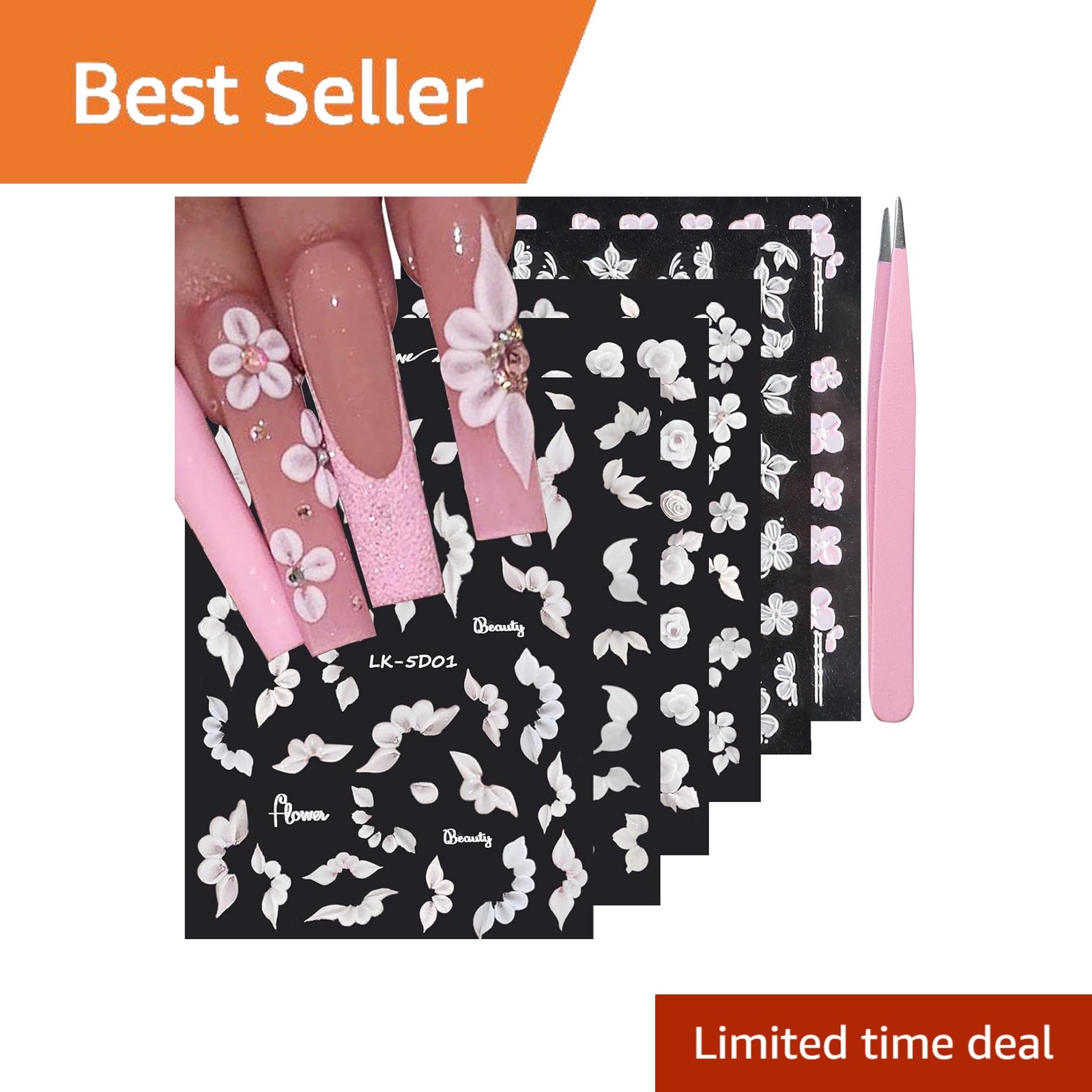 SEMATA Peach Blossoms Nail Stickers Colorful-09