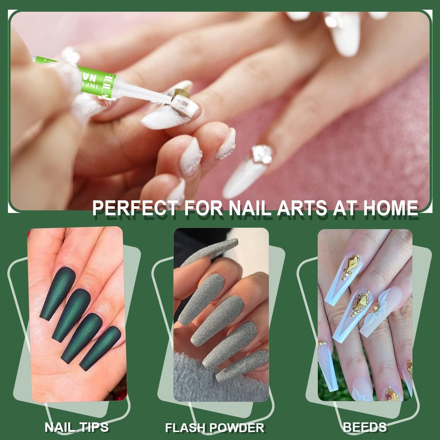 NXJ INFILILA Super Strong Nail Glue – Quick Dry 3-5 Seconds, 21+ Days Long-Lasti