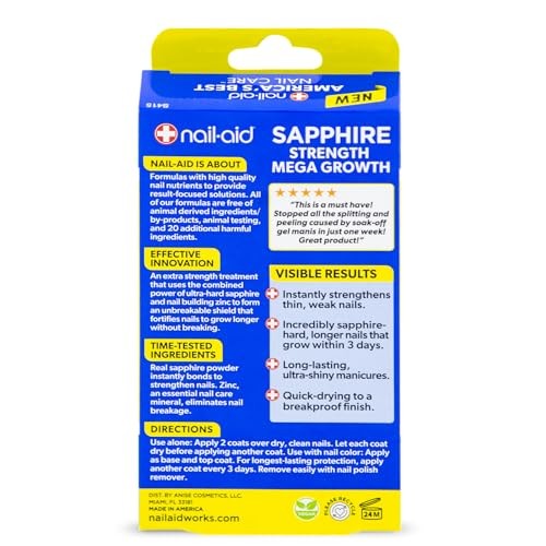 Nail-Aid Sapphire Strengthener & Mega Growth 0.55 Fl Oz (Pack of 1), Clear