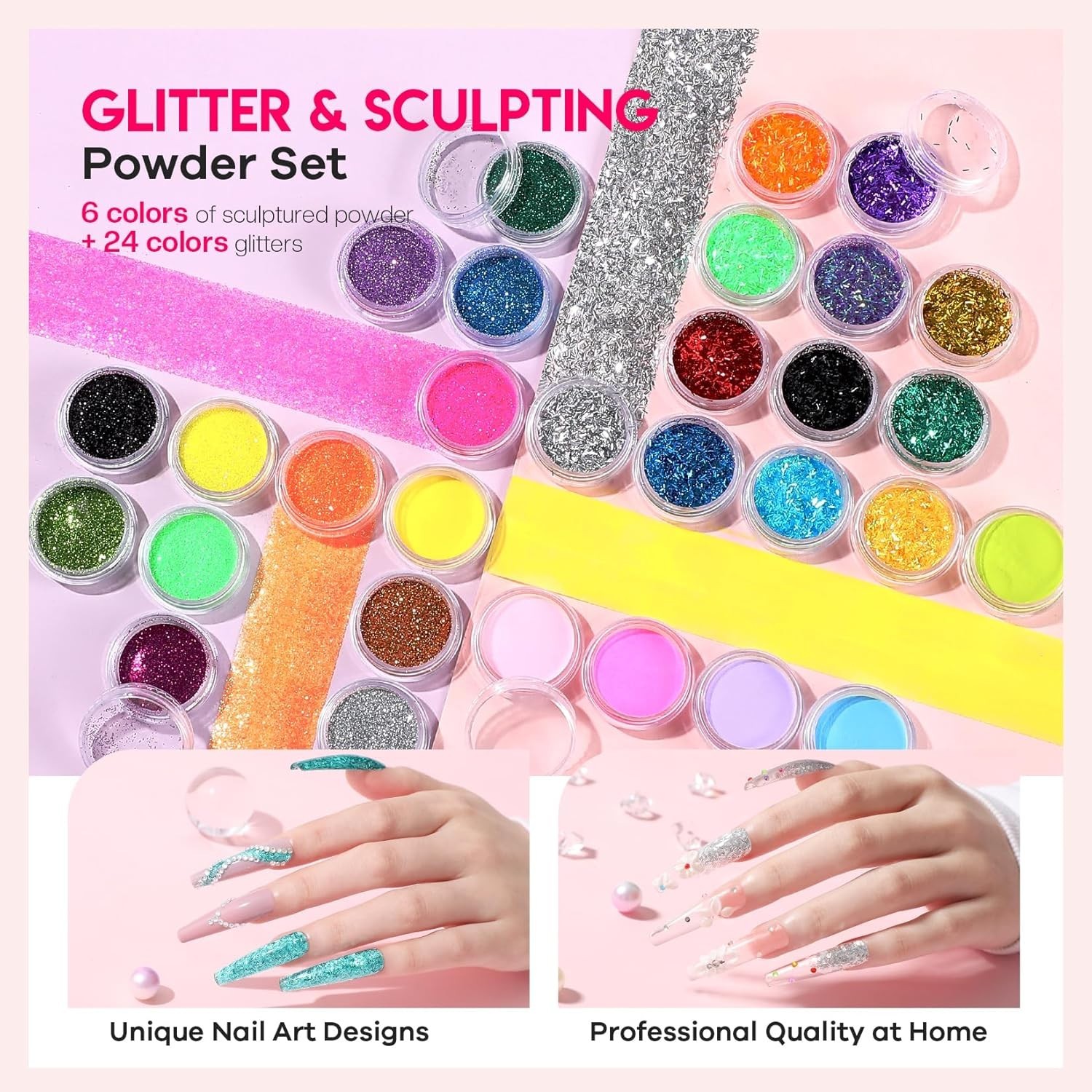 Paquete De Uñas Acrilicas Kit De Esmalte Profesional Para Pinceles Set Rutilar