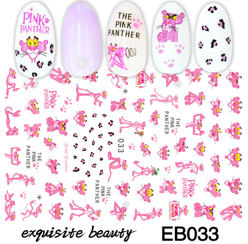 Nail Stickers Cartoon Pink Panther Puppy Paw Print Marvel Kitty Spiderman NH13