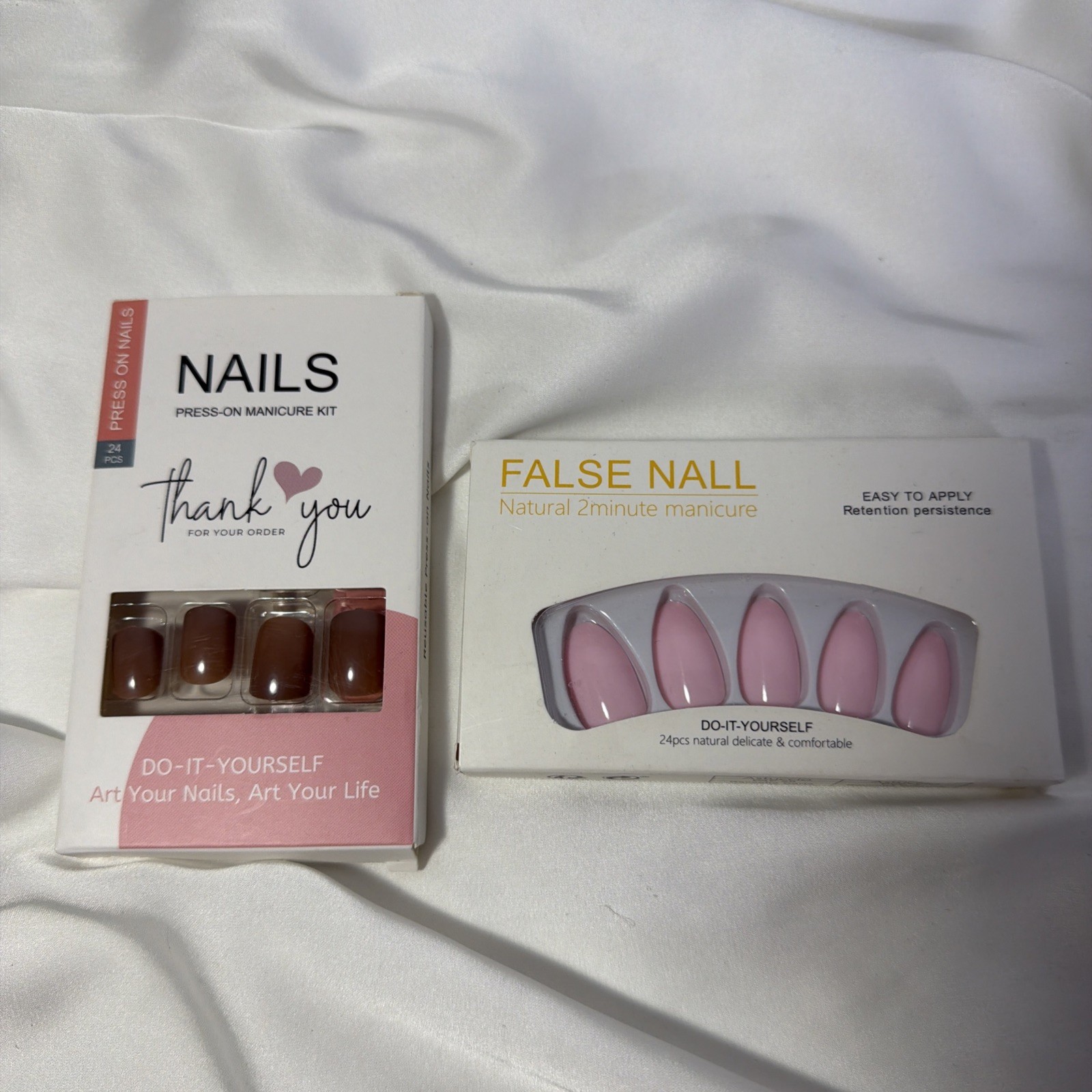 Nails Press-on Manicure Set Of 2 Reusable Easy To Apply Short Medium