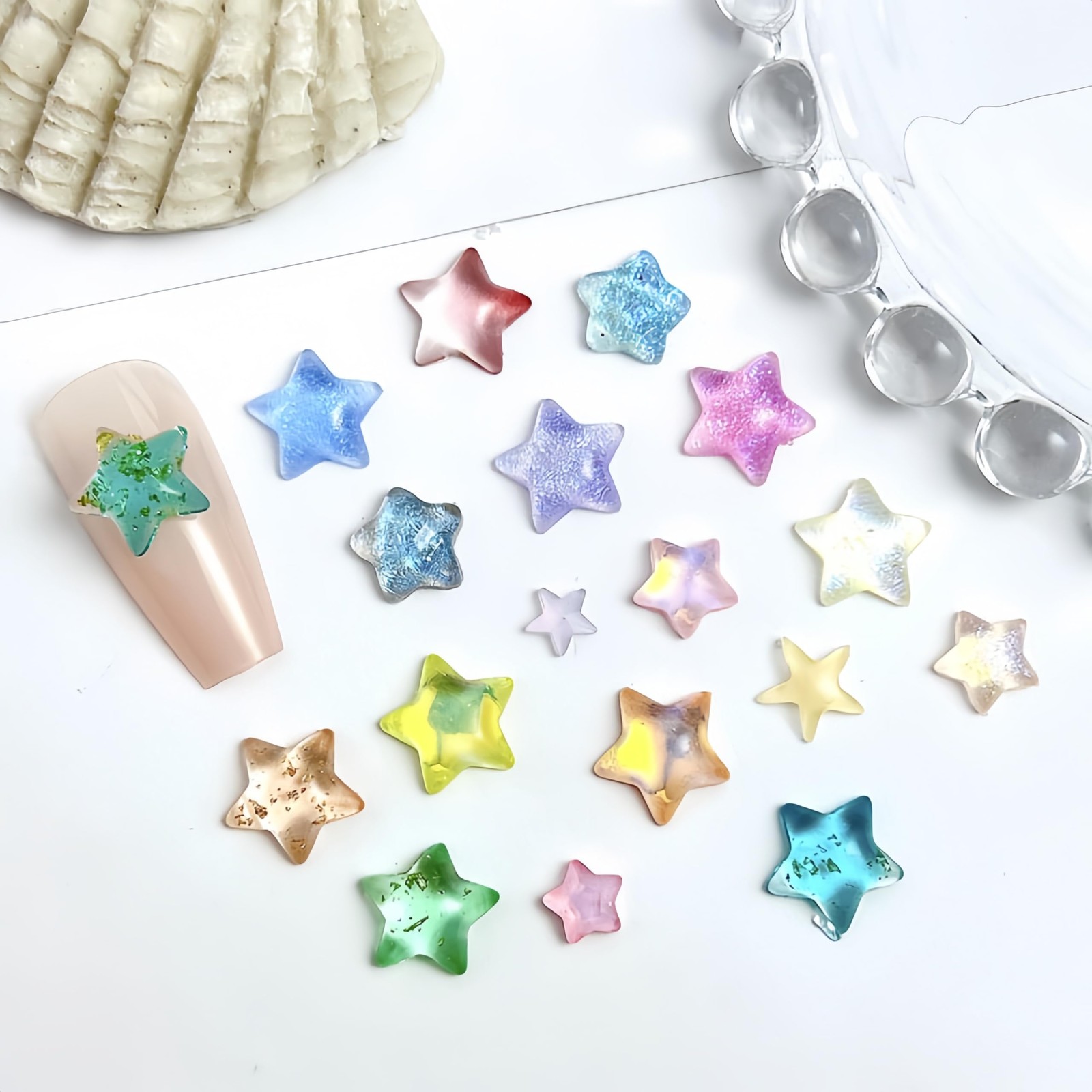 Tephrent Pink Resin Star Nail Rhinestones 250Pcs
