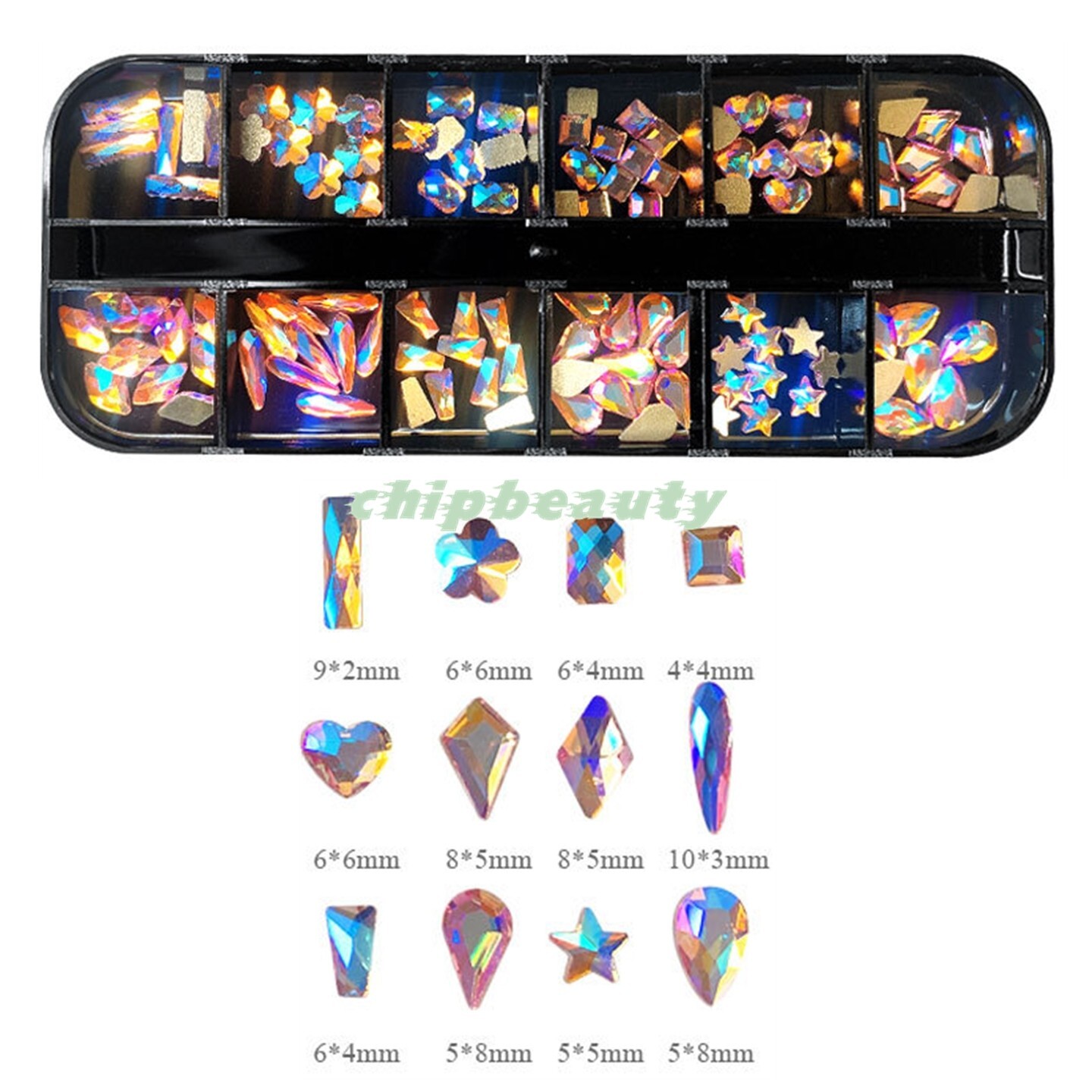 3D Nail Art Rhinestones Multi-Shape Bling Diamond Crystal Nail Art Design Set #7