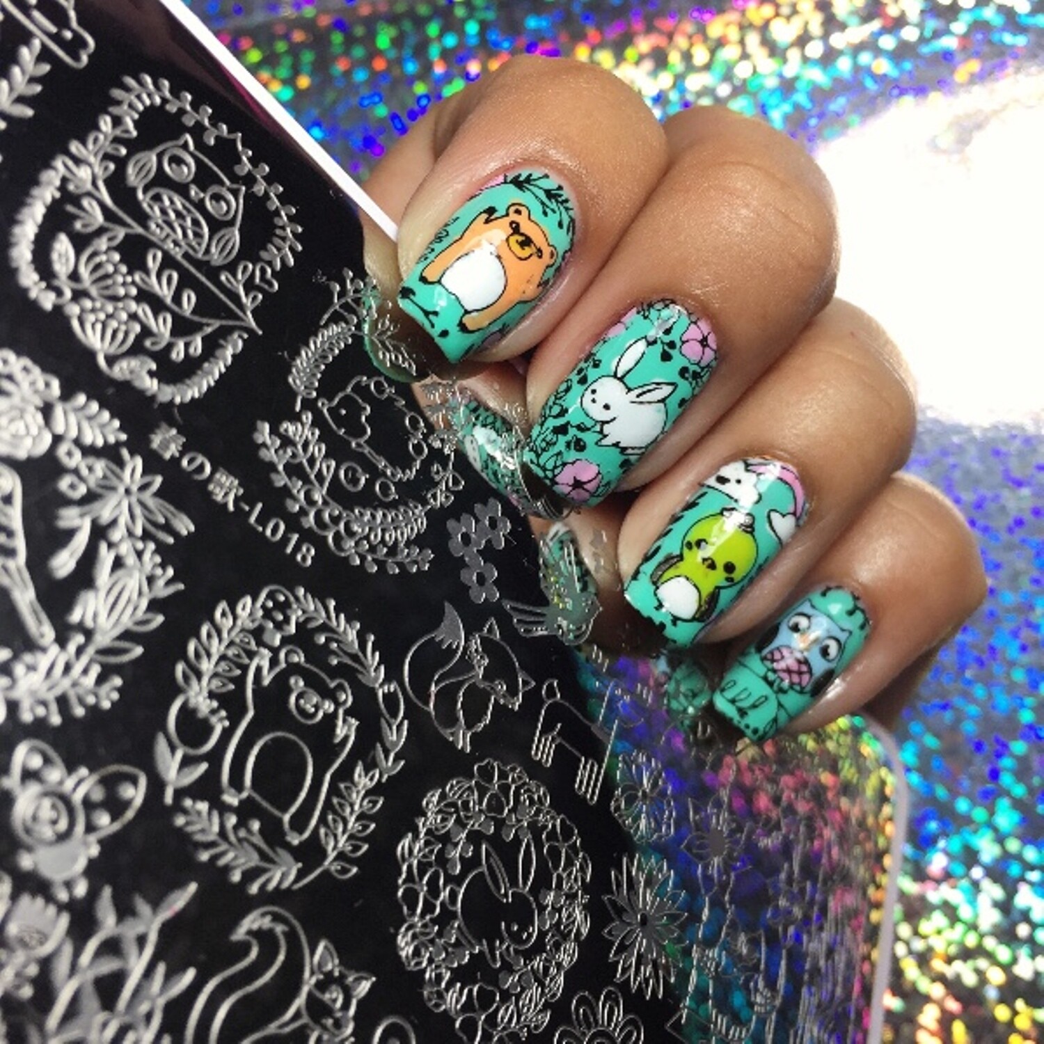 Forest Animal Pattern Nail Art Stamping Manicure Template Stencil Plate L018