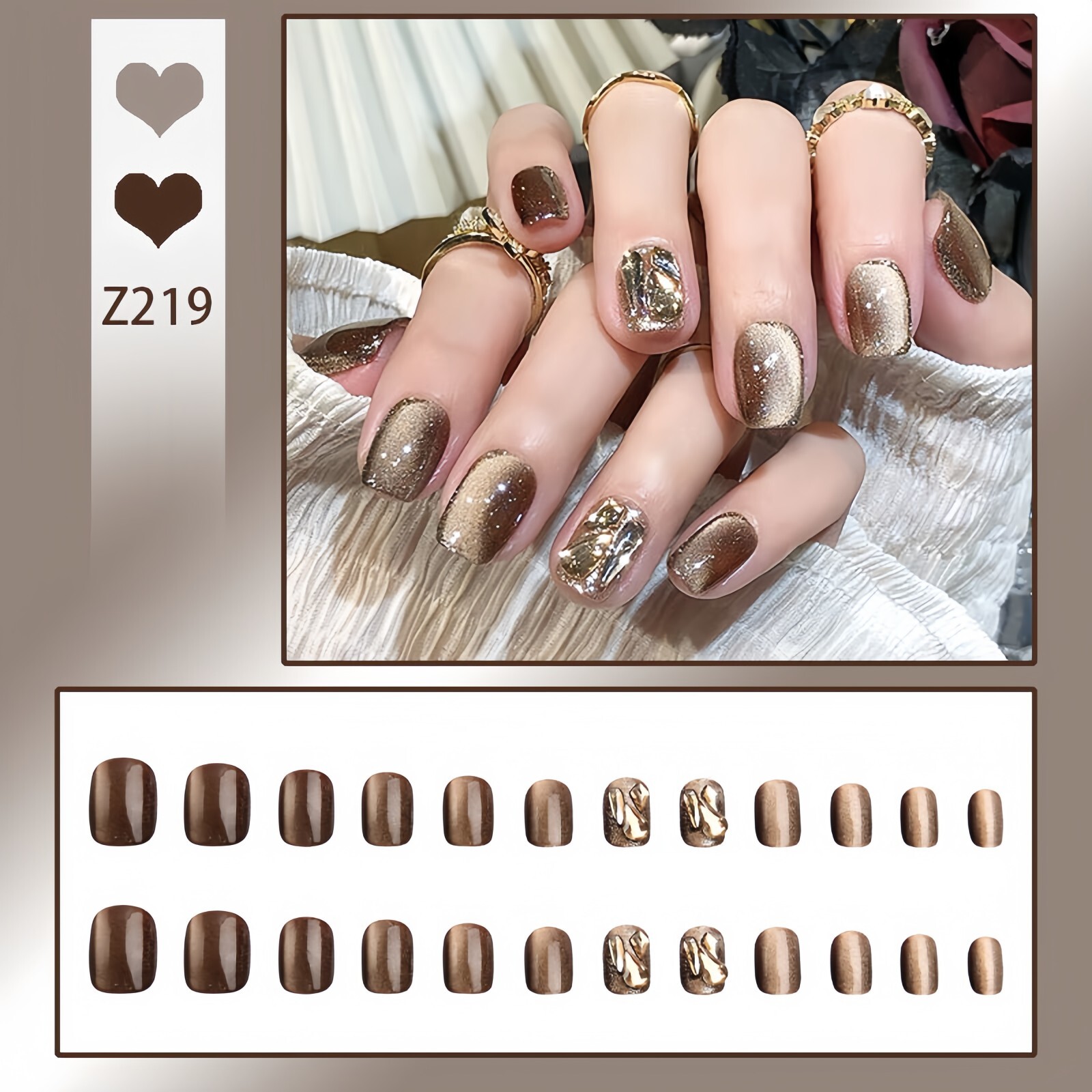 SPRINKLES 24 Nails, Glue, File, Stick, Alcohol golden cat ey