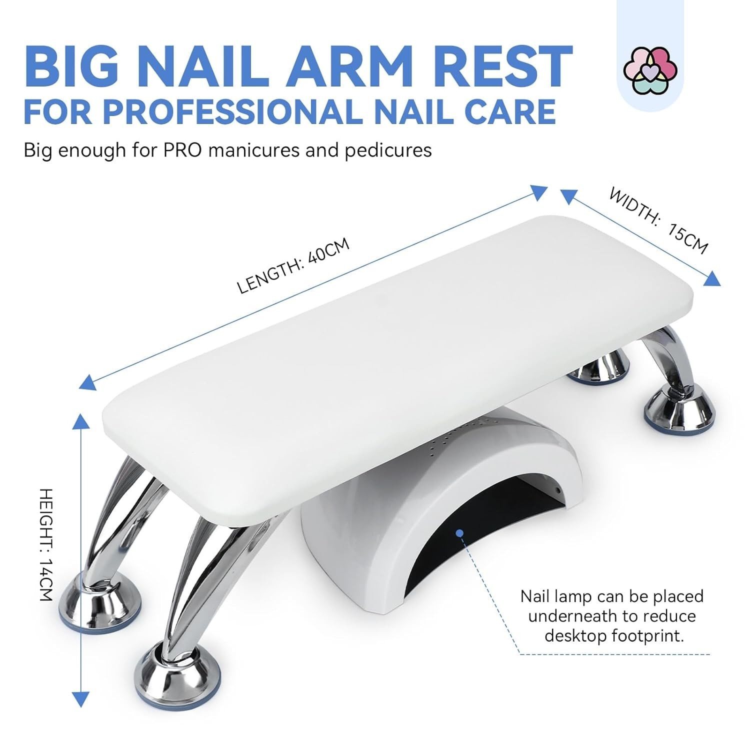 SAVILAND Arm Rest for Nails Tech Professional: 15.7″ Full-Length Nail Arm Rest f