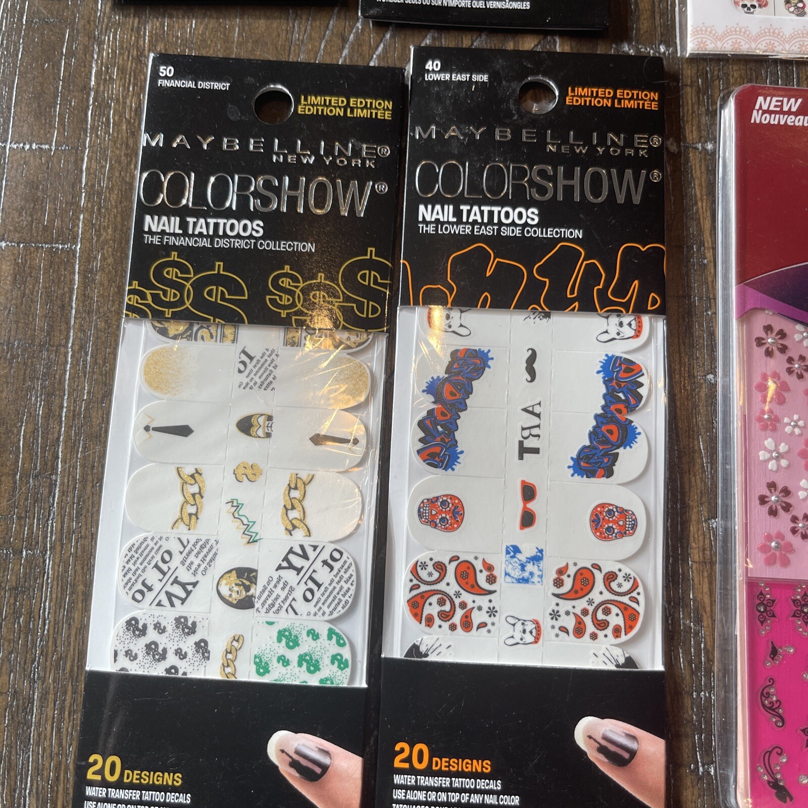 Misc Lot Nail Art Stickers and Tattoos with NIB Plie Wand