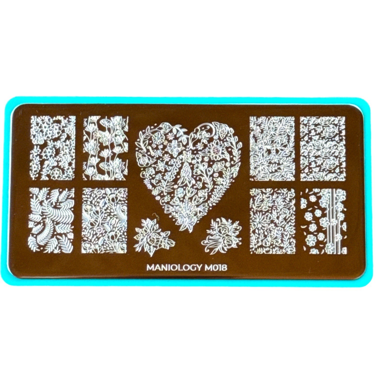 Maniology Nail Stamping Plate M018 M019 Floral Botanical Heart Butterfly 2pc Set