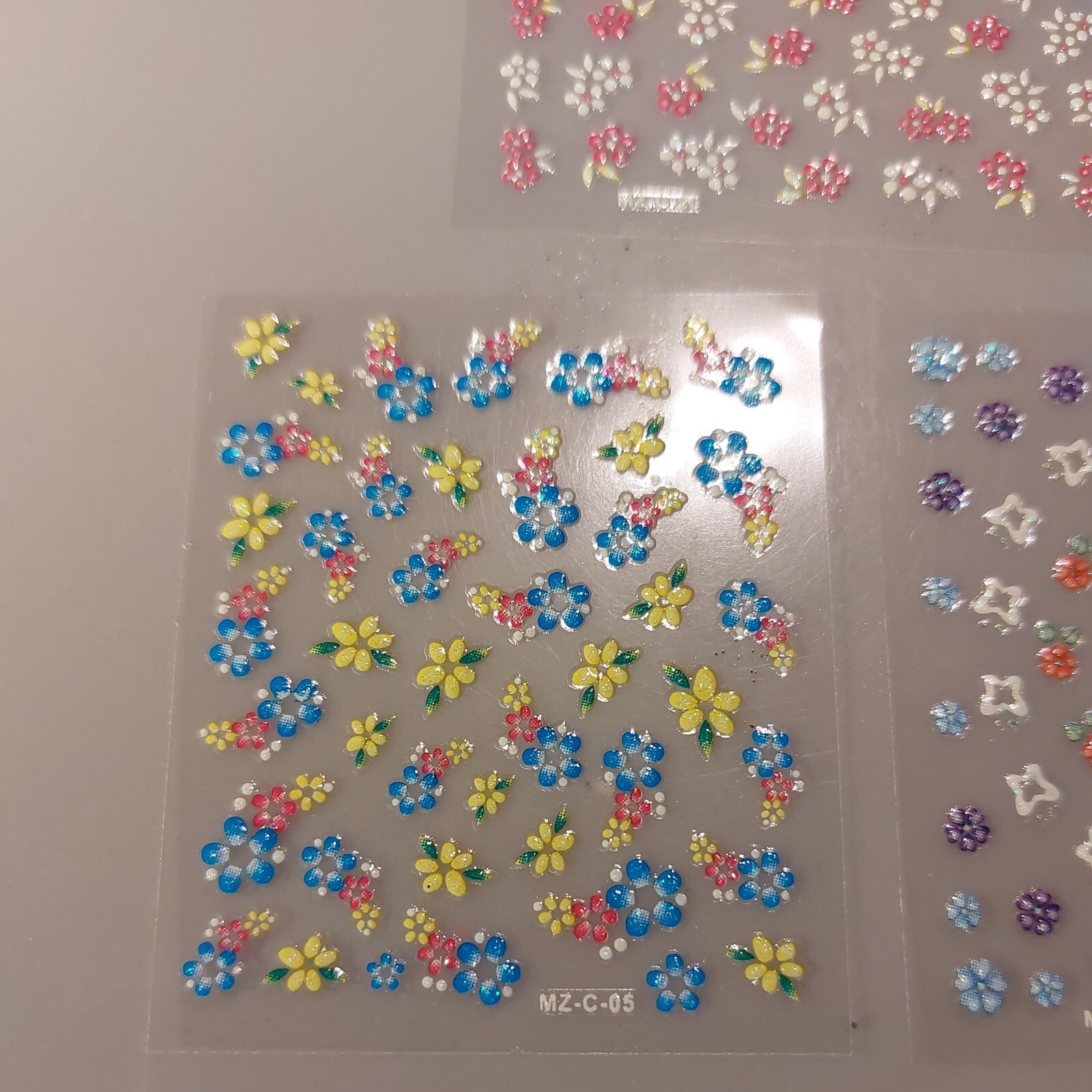 3 X Small Sheets Of Colour Nail Art Stickers (Dn381) New