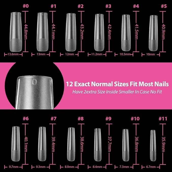 UNA GELLA 120pcs XXL Full Square Gel Tips – Clear, Matte Straight