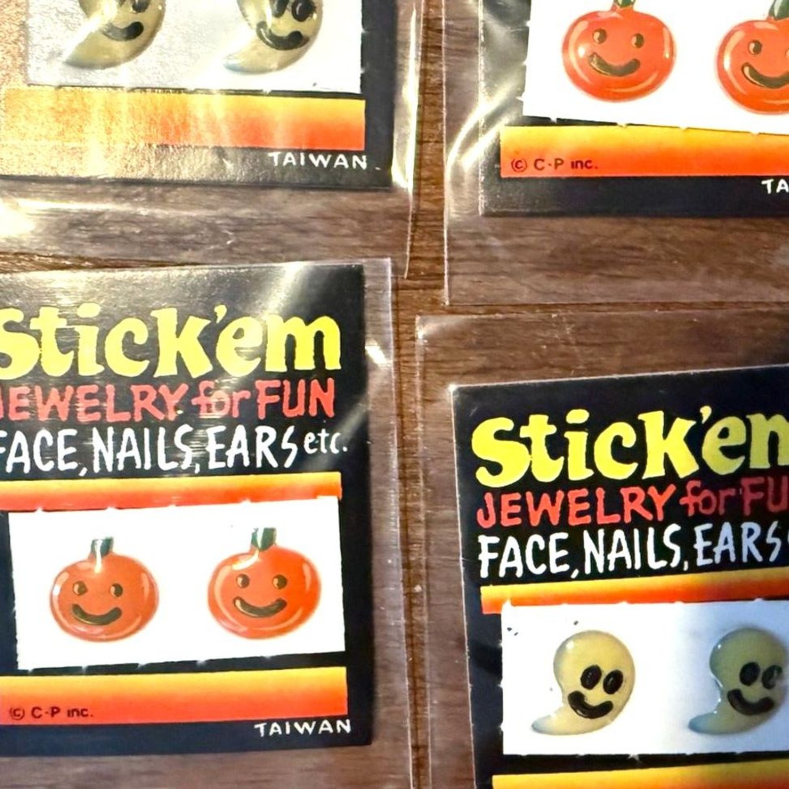 2 Vintage 1980s Stick ‘Em Halloween Jewelry Fun Stick On, 1 of each