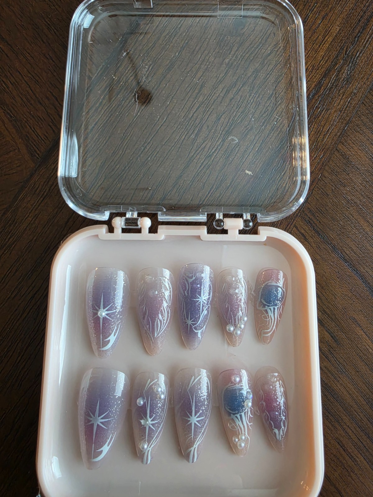 Purple Twilight Press-On Nails | Purple star | Medium Coffin | 10-P