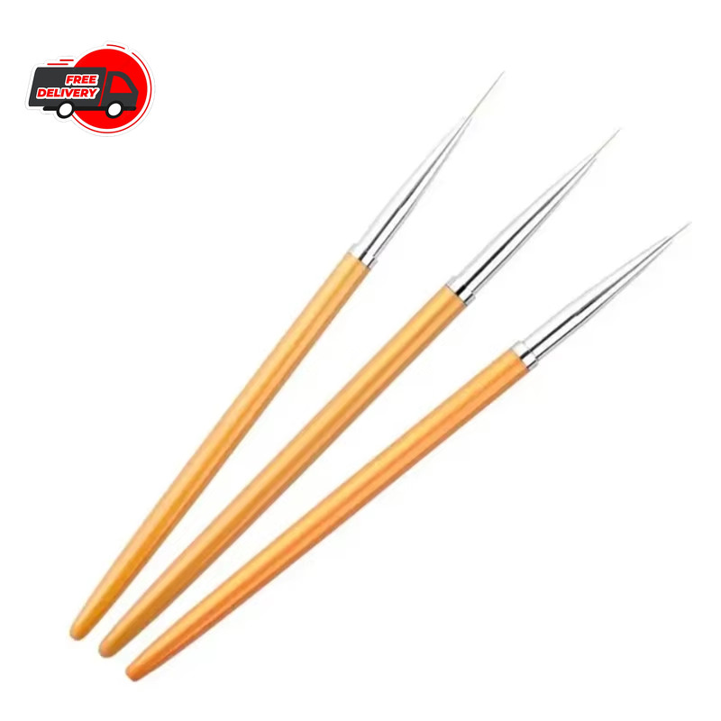 3Pcs Acrylic French Stripe Nail Art Liner Brush 3D Tips DIY UV Gel Painting Pen