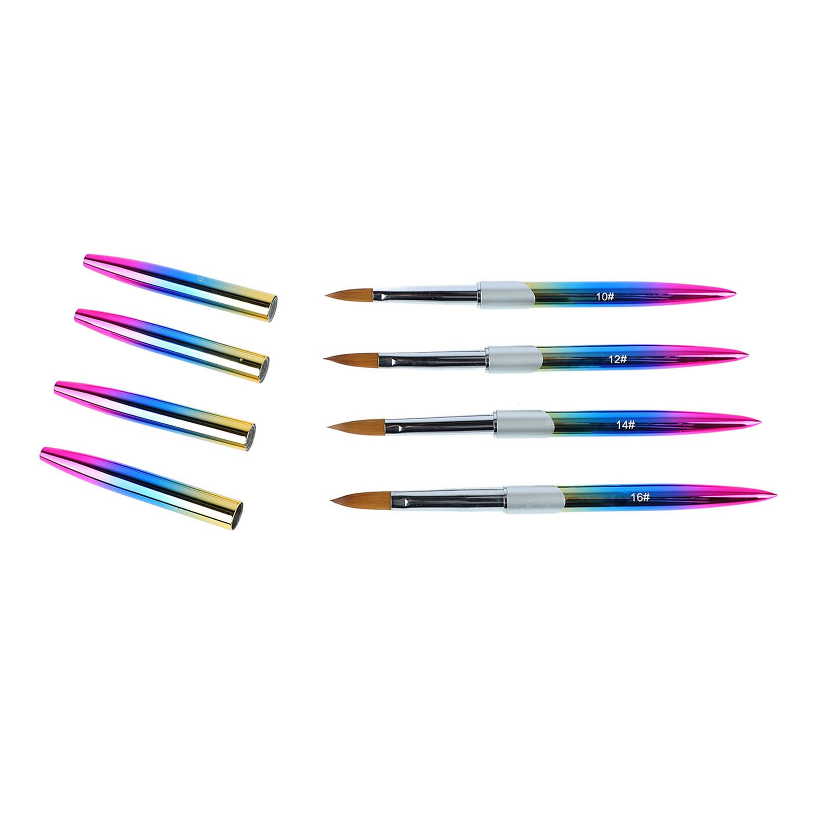 4pcs Nail Art Brush Set Aluminum Tube Ergonomic Handle Firm Flexible Soft Hair