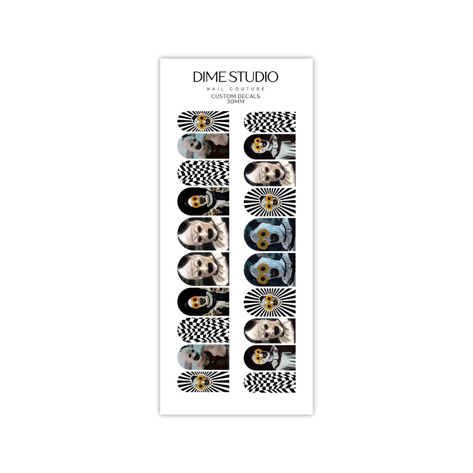 Terrifier Art The Clown Halloween Horror Nail Decals Water Transfer Nail Wraps