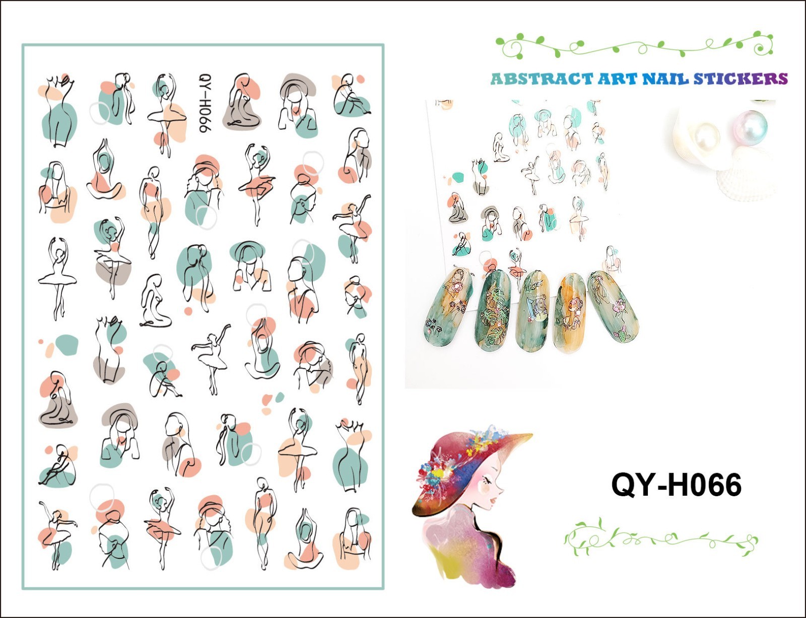 Graffiti Fun Nail Art Stickers Self-Adhesive Minimalist Design Nail Decorations