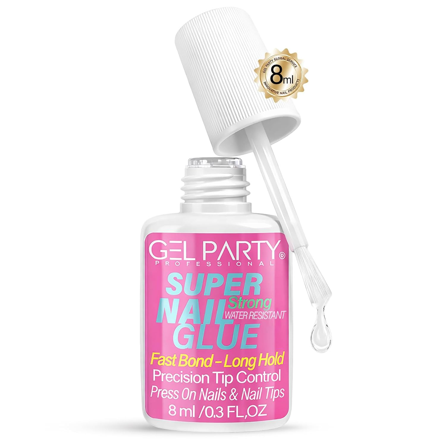 GELPARTY (8Ml) Super Strong Brush on Nail Glue for Press on Nails & Tips – Quick