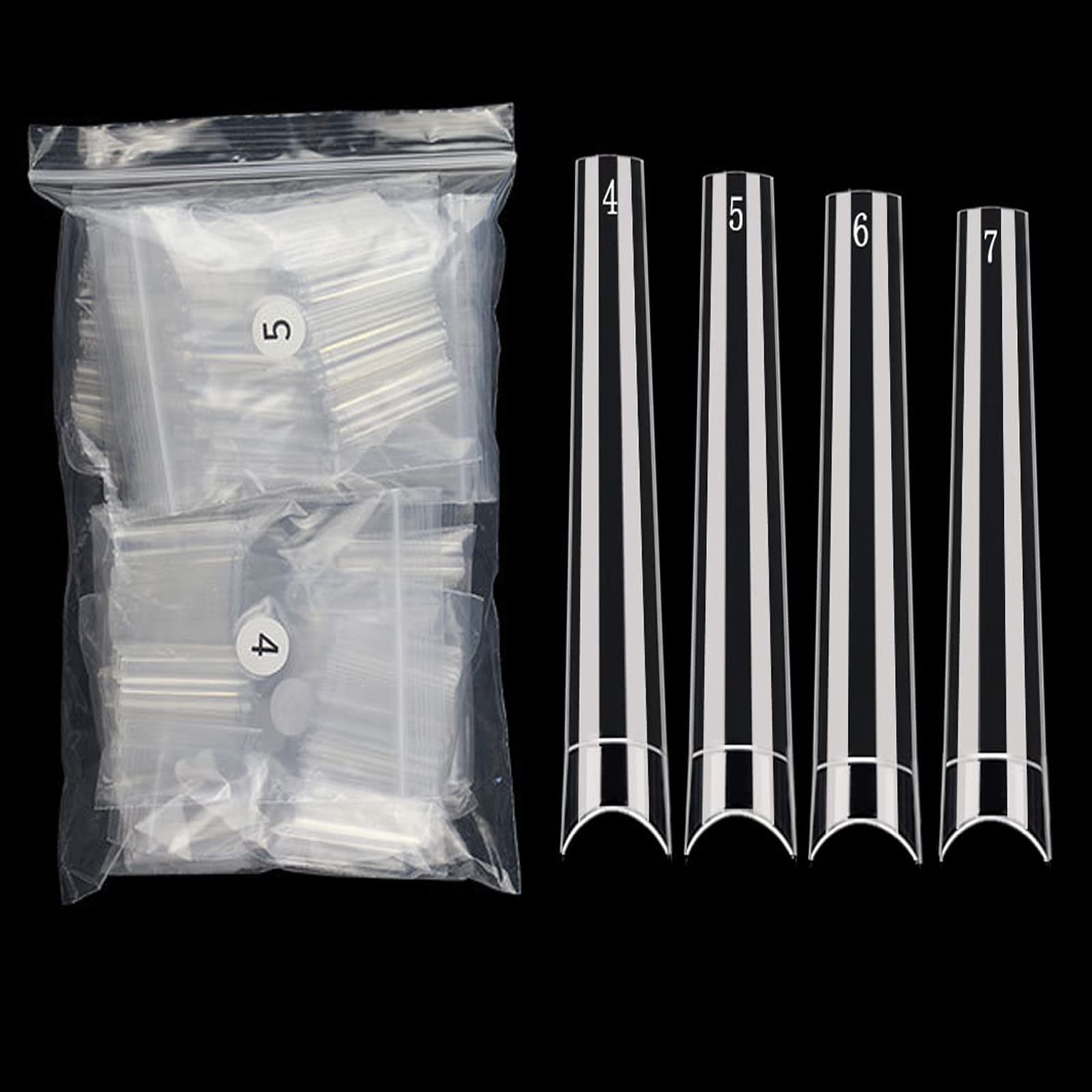 3XL Clear Acrylic Nail Tips – 600Pcs Half Cover Square Shape Coffin Nails, Sizes