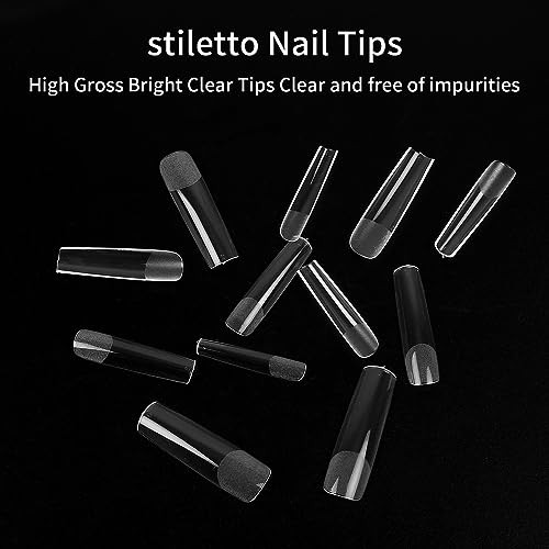 240 Pcs Square Extra Long Clear Nail Tips for Acrylic Nails, No C Curve clear