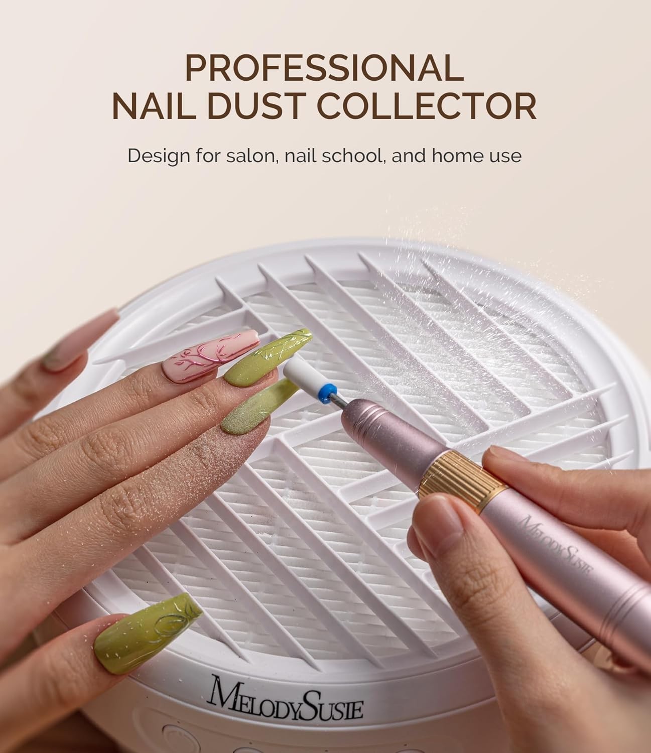 Compact Nail Dust Collector with 3 Suction Modes for Manicure Table Use