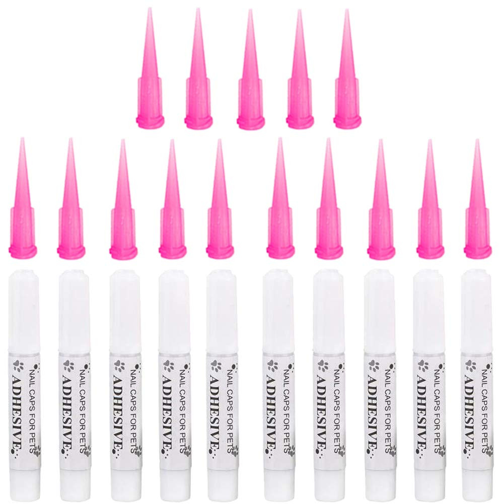 10Pcs Special Pet Nail Adhesive Glues & 15Pcs Applicator Tips for Dog or Cat Nai
