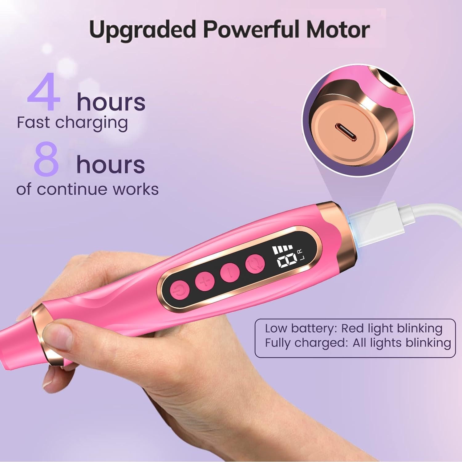 Professional Manicure Pedicure Kit Cordless Electric Nail File Set 6 Speed Co…