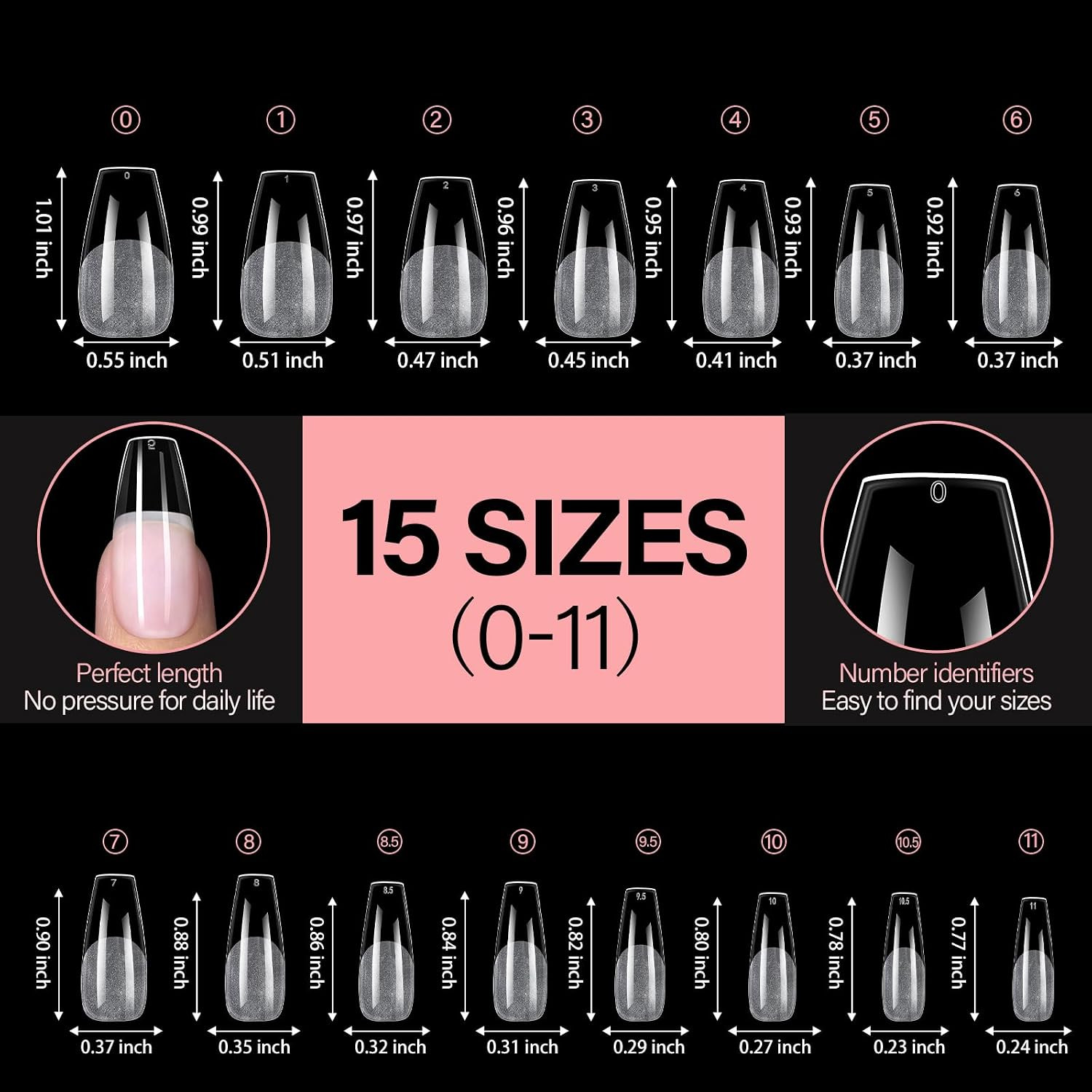 450Pcs Thickened Long Coffin Nail Tips for Home Salon | Pre-Shaped, Half Matte ,