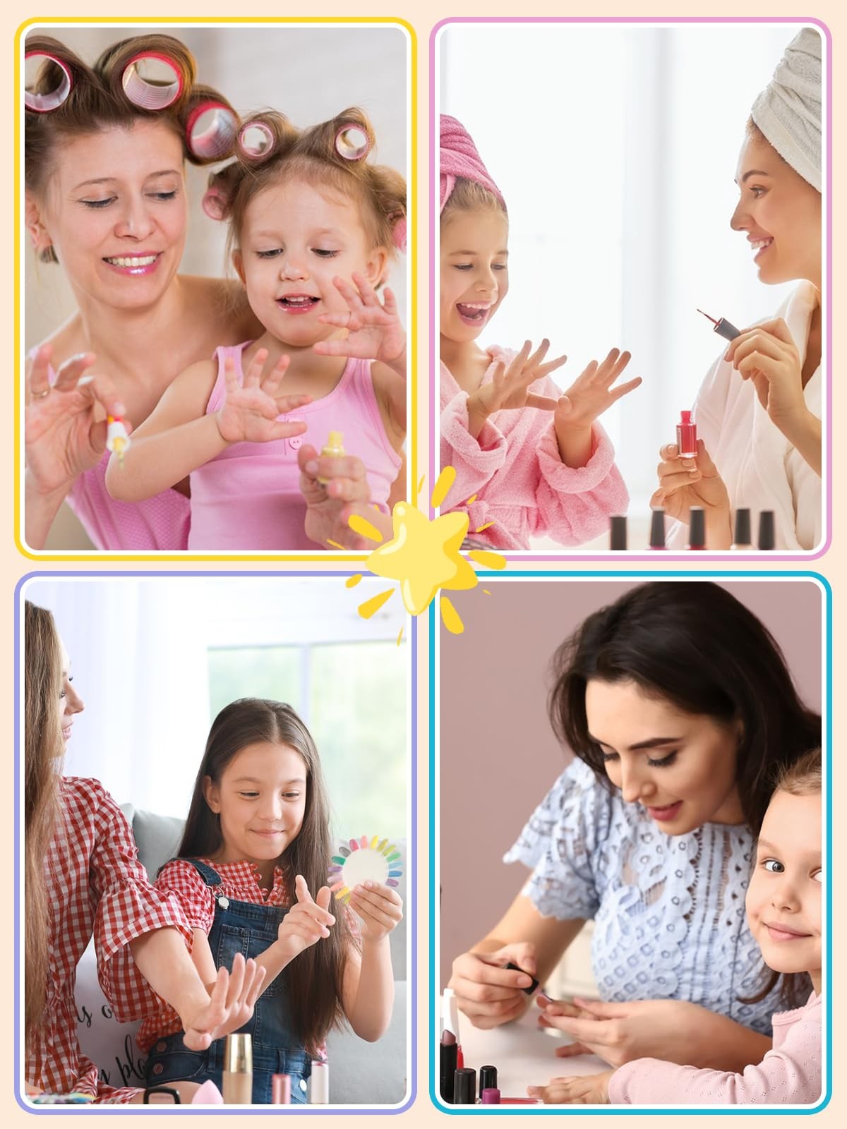 Press on Nails for Girls 5-12 Years, Pink Flower, 26 Pcs