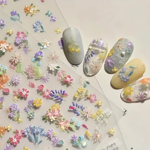 Flower Nail Stickers for Nail Art Spring Flower Nail Art fresh wild-flower