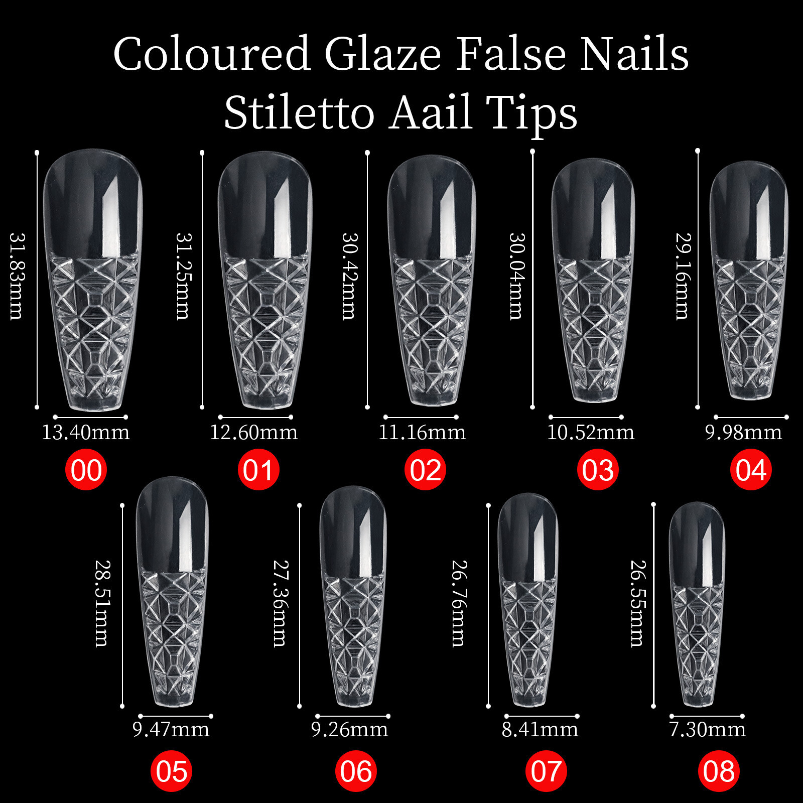 120 Pcs Clear Fiberglass mosaic Design False Nail Art Tips UV Gel Acrylic Nails
