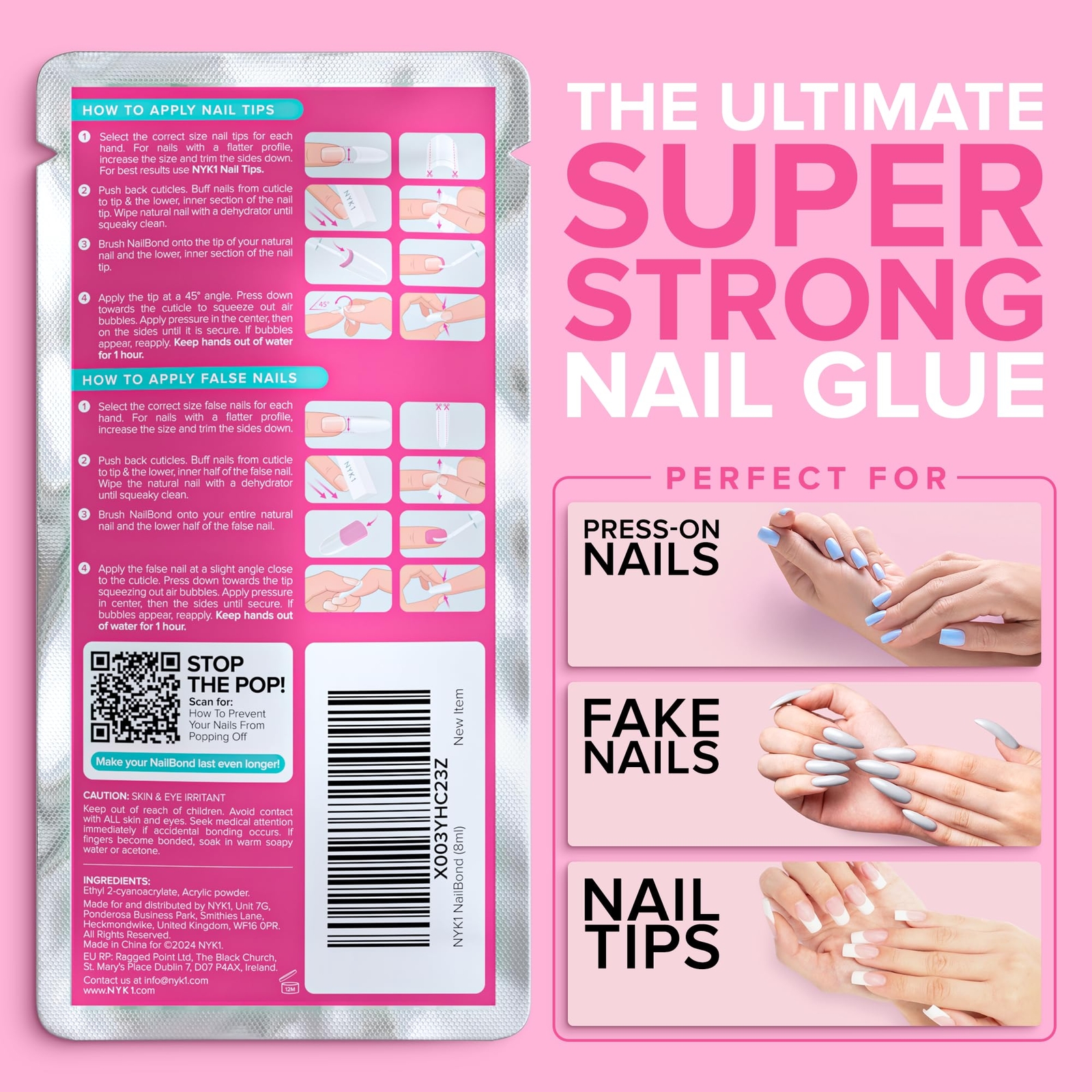 Super Strong Nail Glue For Nail Tips Acrylic Nails and Press On Nails 8ml NYK