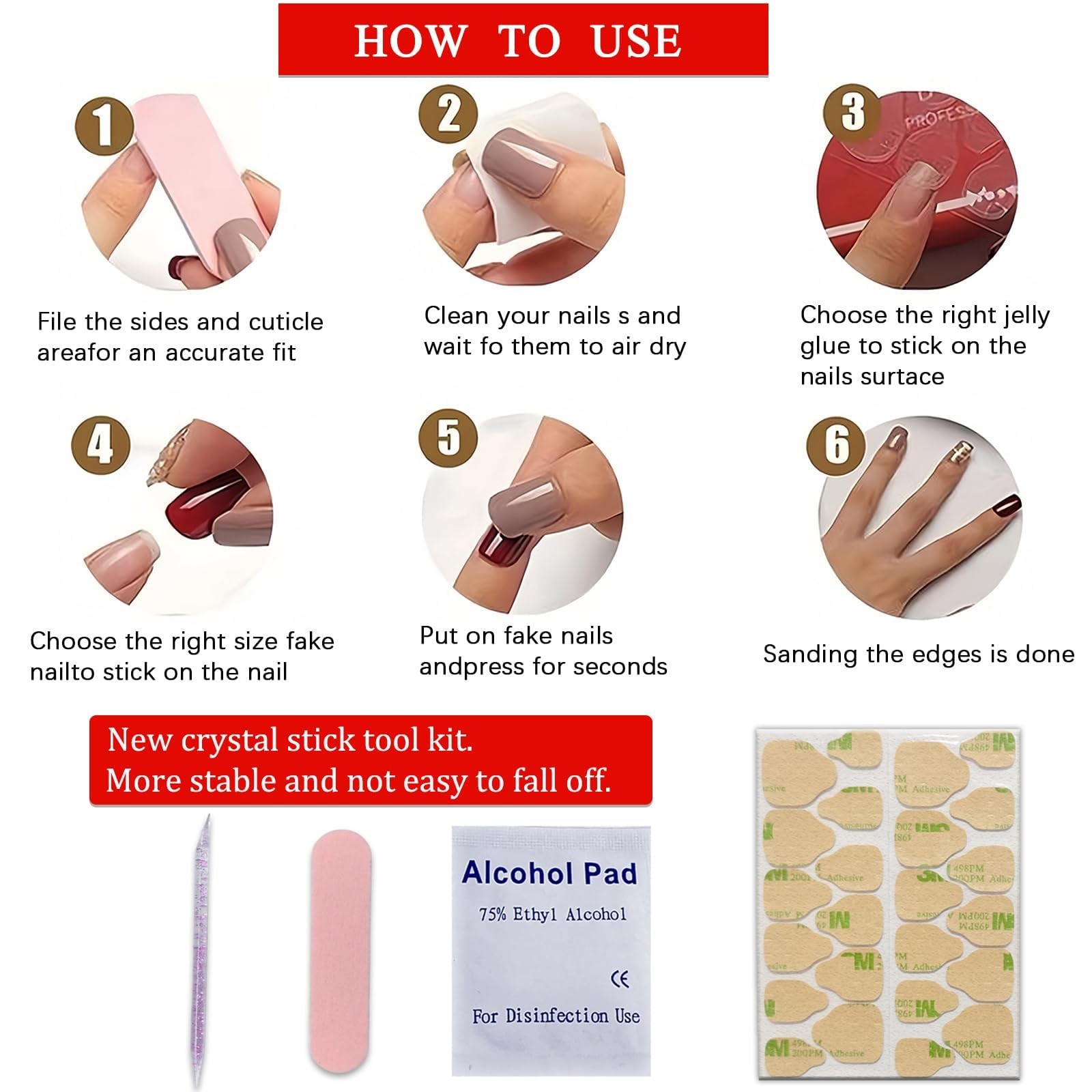 24Pcs 4th of July Press on Nails Medium Square Independence Day Fake Nails Gl…