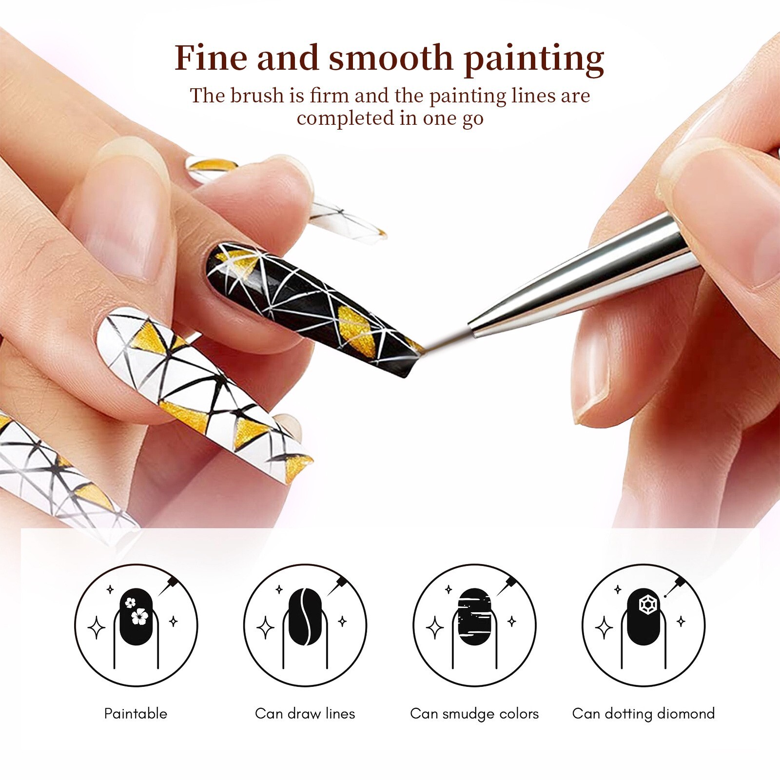 3Pcs/Set Tiny Acrylic Nail Art Decoration Pen Brush Painting Drawing Tools Black