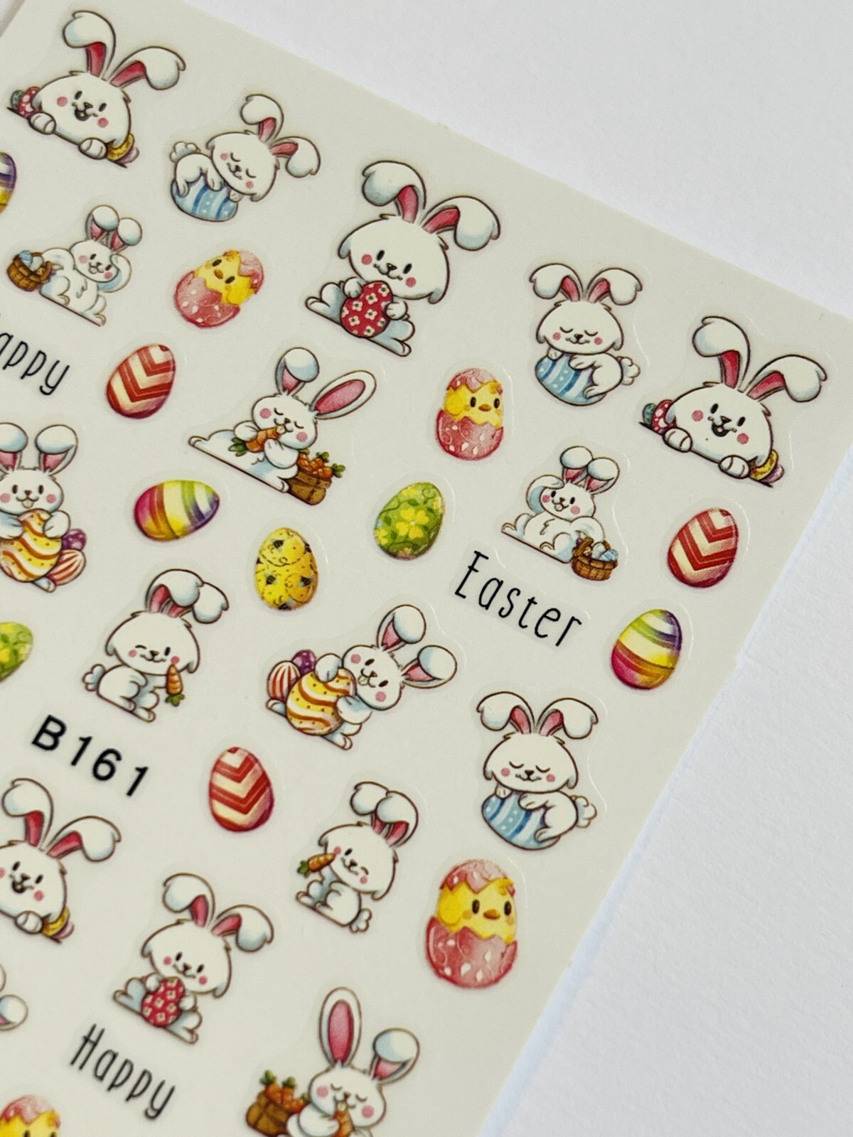 Easter Bunny Nail Art Stickers Transfers Cute Rabbit Eggs Spring Flowers Cartoon