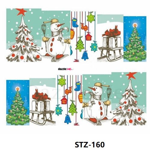 4 Full Wrap Water Transfer Nail Art Sticker Decals Christmas Snowman Santa NS11