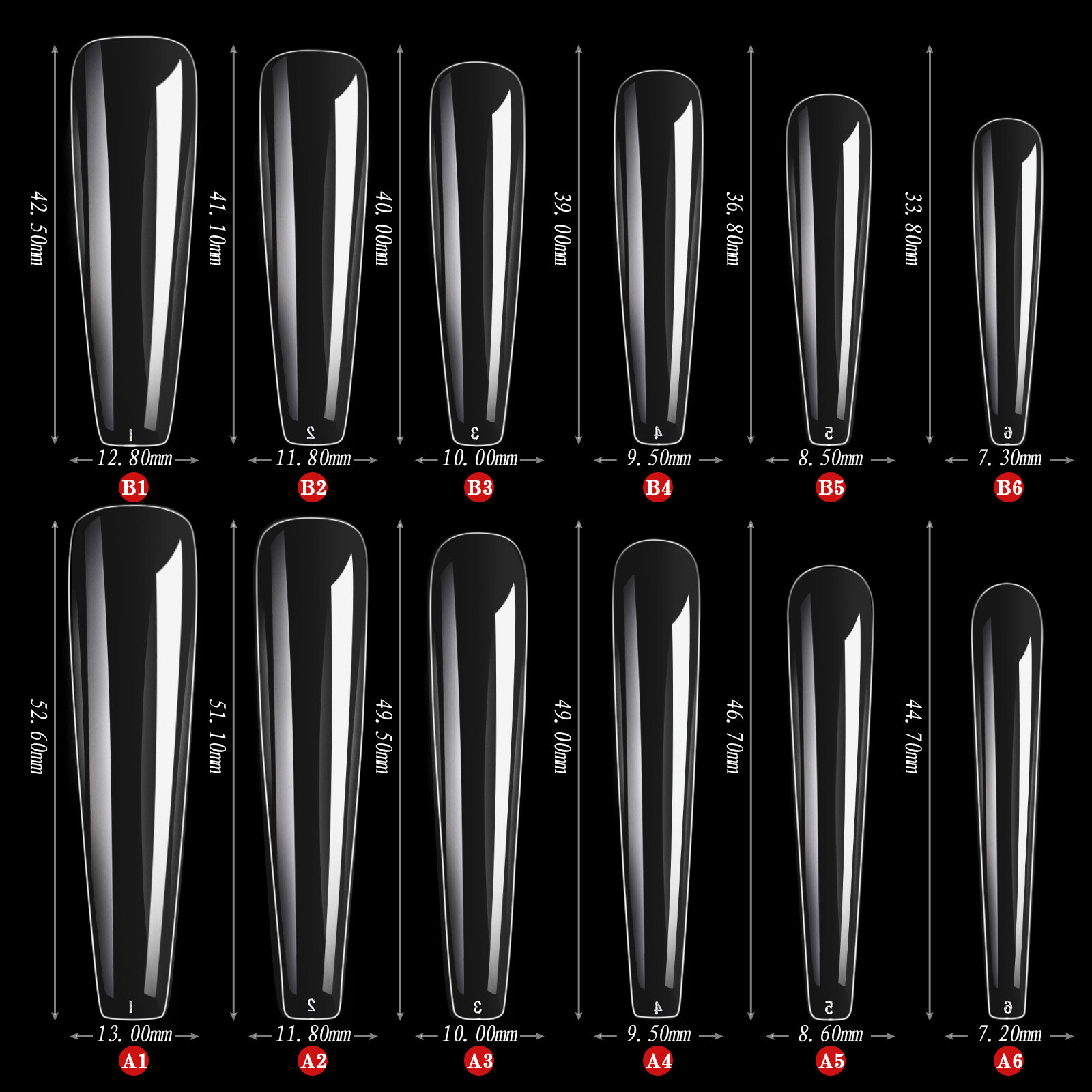 504pcs 4XL Clear Nail Art Tips Ballerina Shape XXXXL Long Full Cover Nails DIY