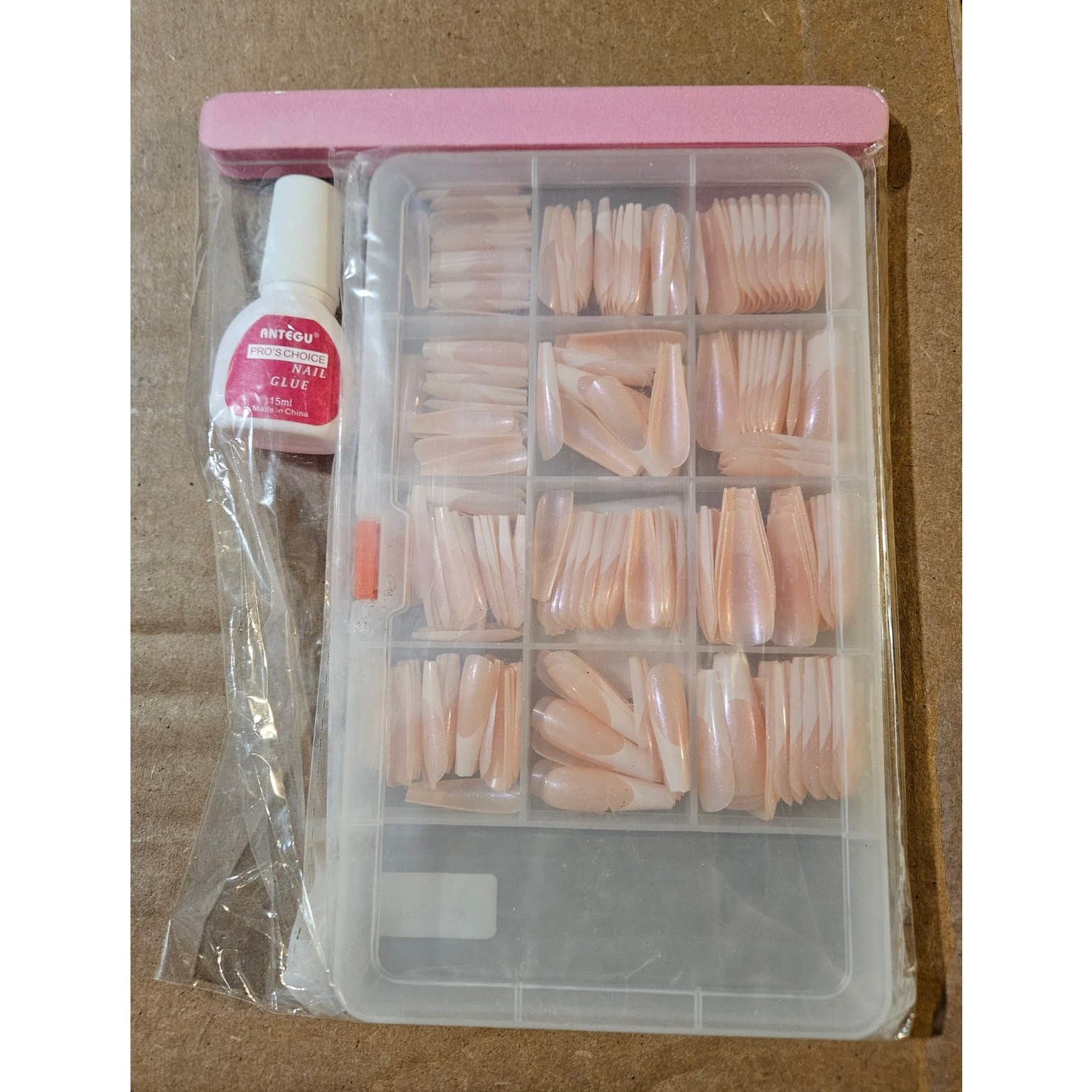 SET 240 PCS White French Tip Press-On Nails w/ Antegu Pro’s Choice Nail Glue