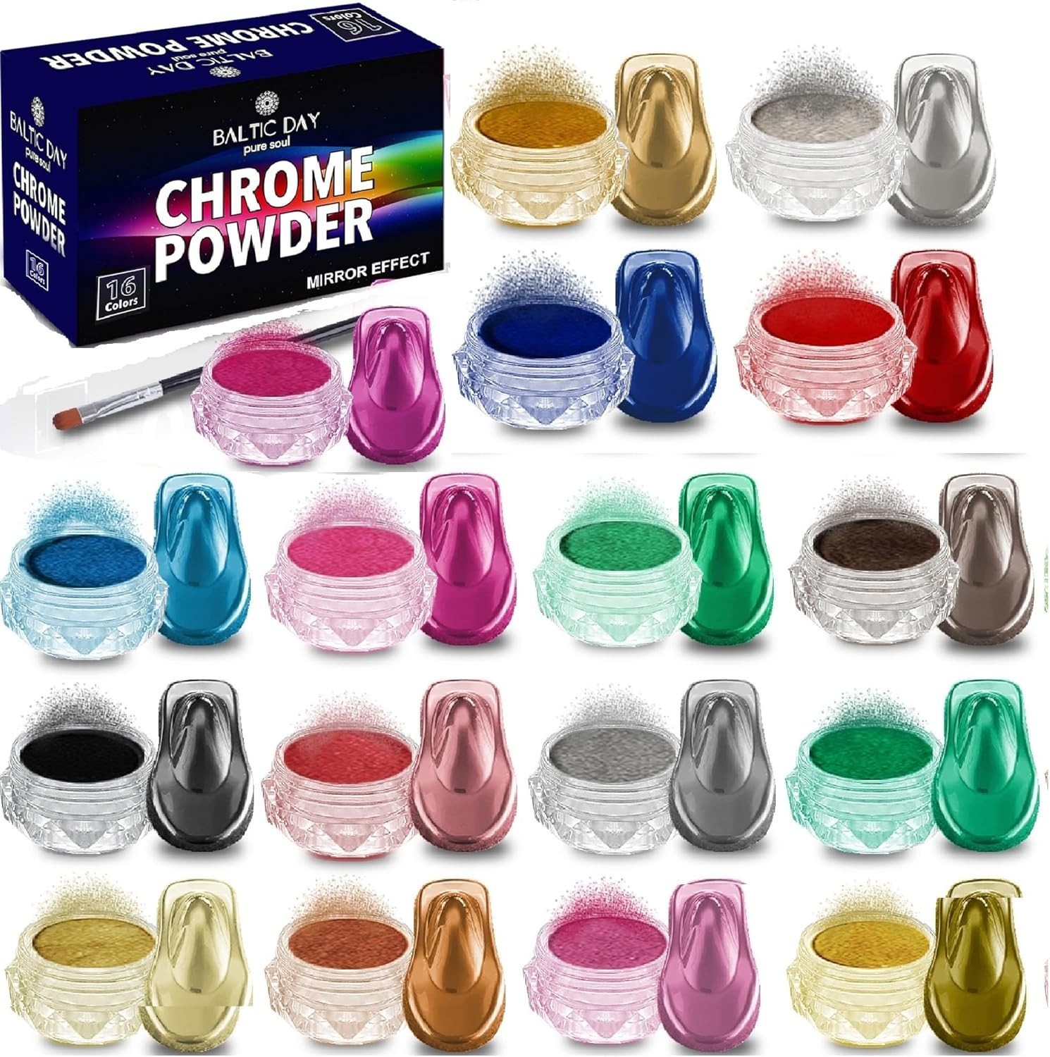 Vibrant Chrome Pigment Set – Nail Art, Epoxy Resin, Painting