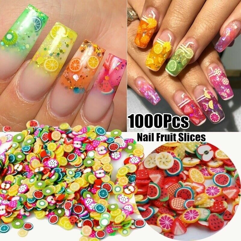 1000PCS/Pack 3D Nail Stickers Mini Fimo Slices Polymer Clay Crafts Fruit Design