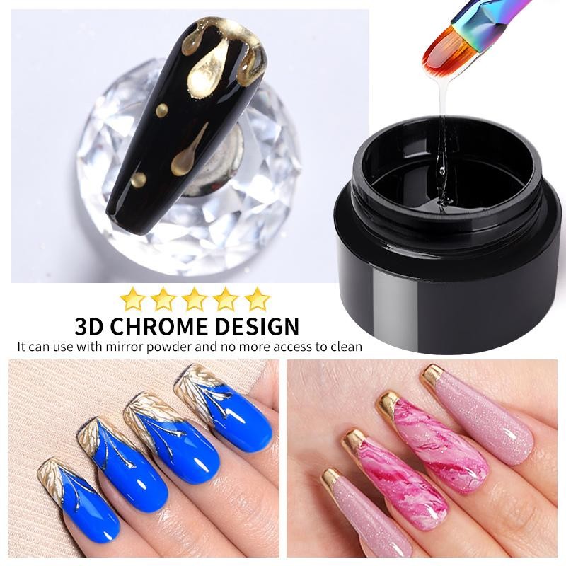 5 in 1 Clear Builder Gel Nail Polish 3D Sculpting Carving No Wipe Top Coat U