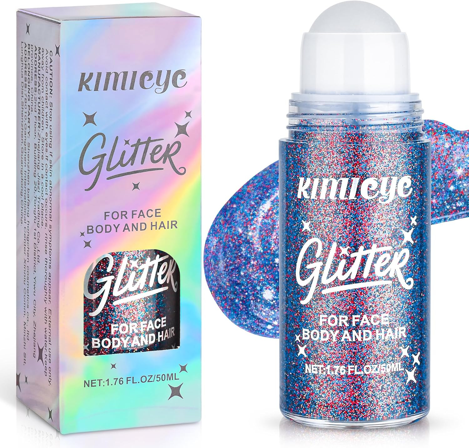 Roll-On Face Body Glitter Gel for Mardi Gras Rave Makeup, 1.69 Oz | Gold Green P