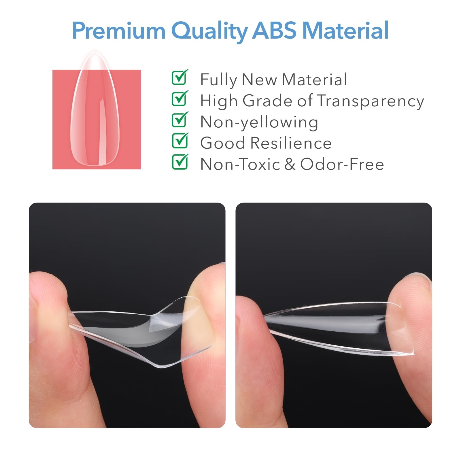 Nail Tips, 600Pcs 10-size Short Stiletto Fake Nail Tips, Full Coverage Clear …