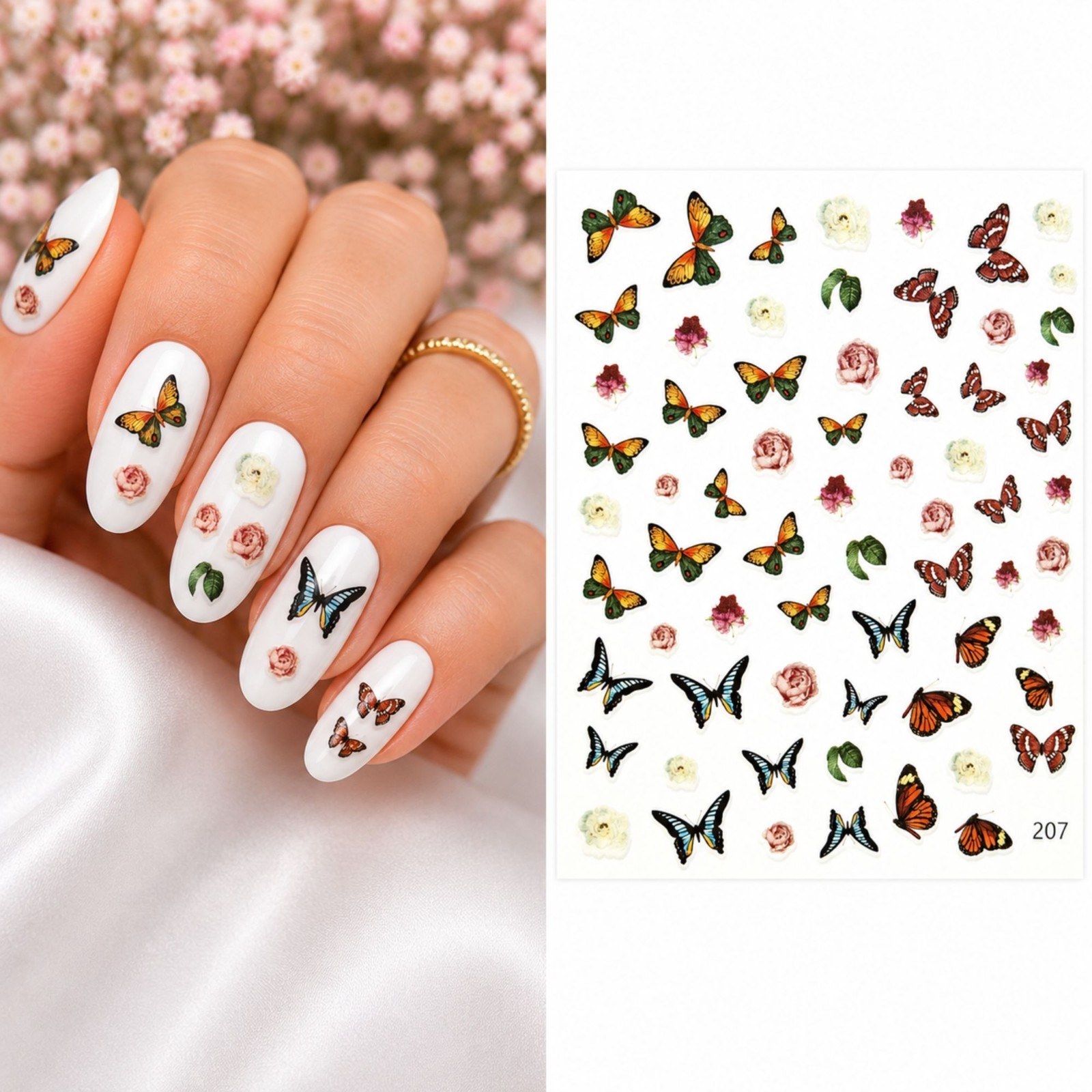 Butterfly Water Transfer Nail Stickers Insect Nail Art Decals DIY Manicure Gift