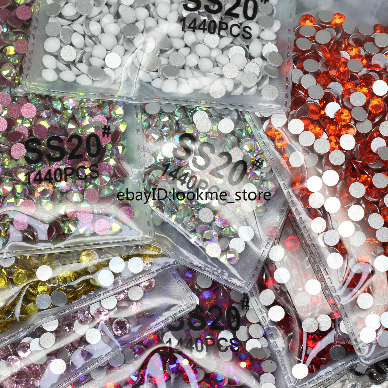 1440pcs 5mm (ss20) Crystal Glass Rhinestones Flatback Gems Nail Art Crafts Decor