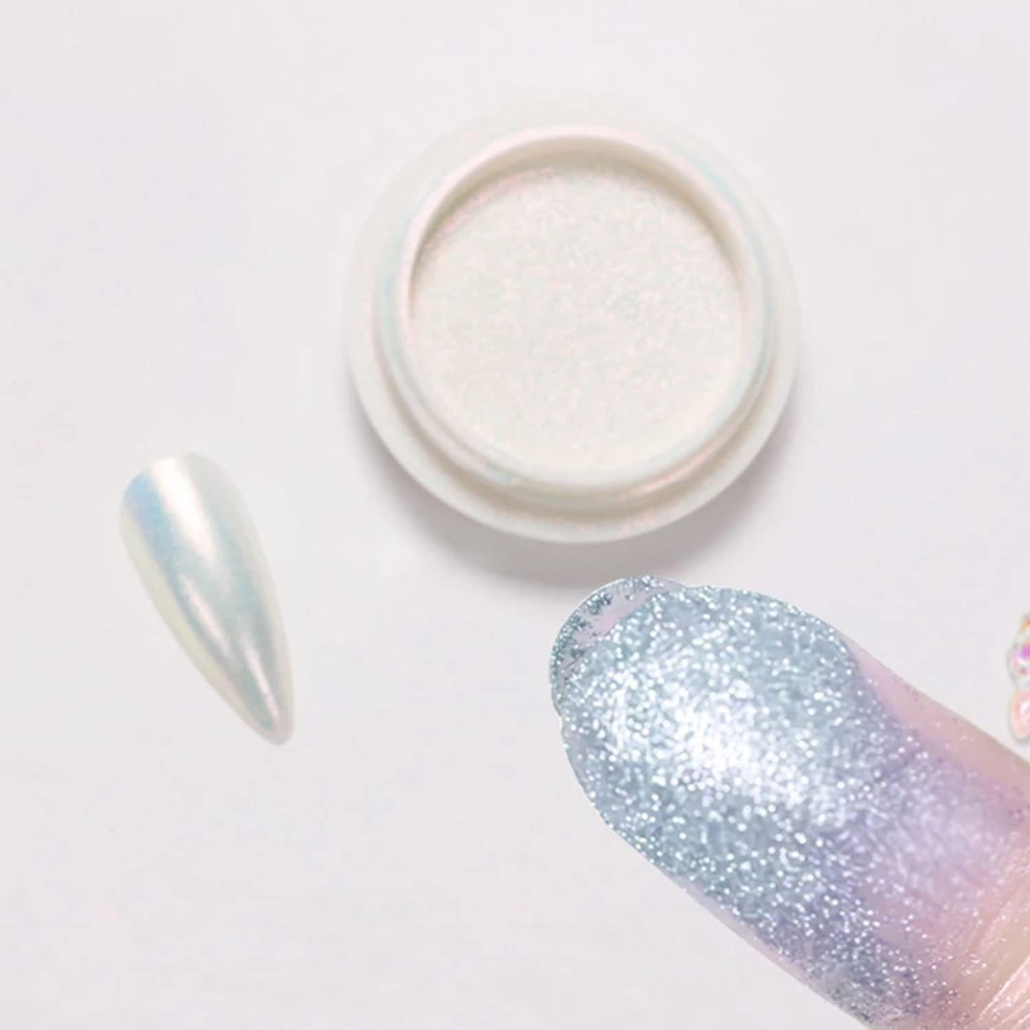Mermaid Chrome Nail Powder, Aurora Glitter, Gel Polish Mirror Effect Pigment
