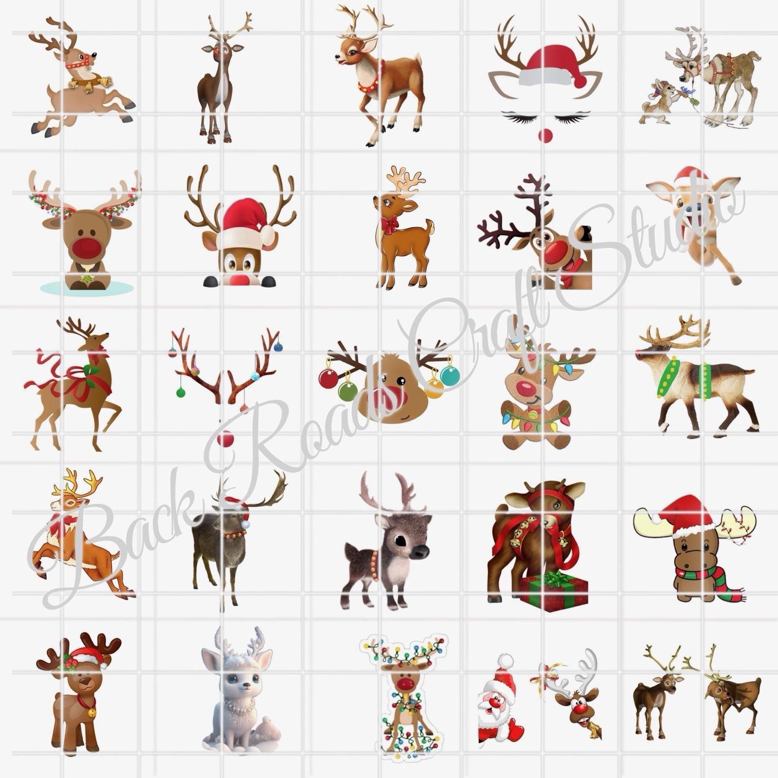 Reindeer Waterslide Decals For Finger Nails, Hot Wheels, Etc (set of 50) KS
