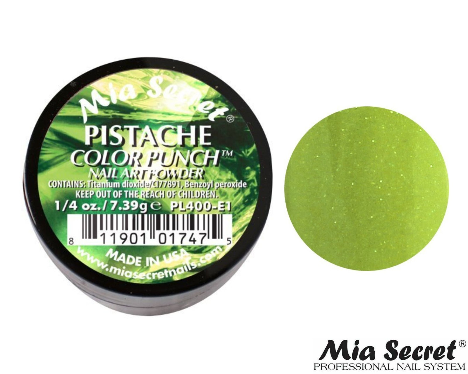 MIA SECRET Nail Art Powder 1/4oz- Pistache (COLOR PUNCH Collection)
